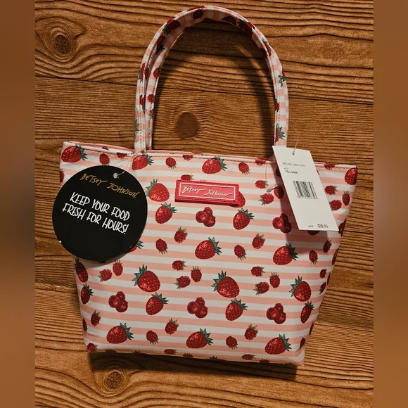 Betsey Johnson Strawberry Stripe insulated lunch tote - Picture 2 of 4